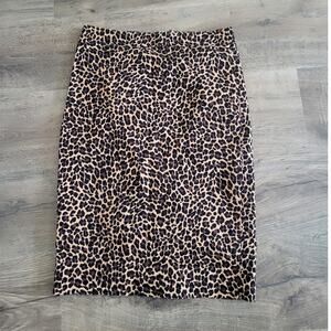 J. Crew Leopard Lined Pencil Skirt Size 4 Classic Office Attire Capsule